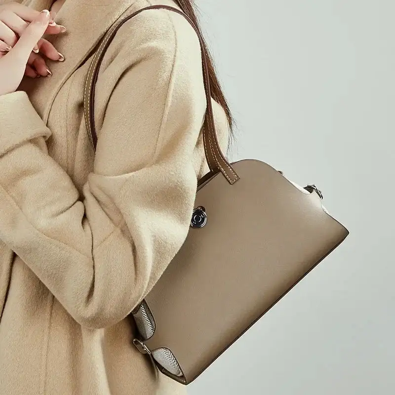 Elegant Tan Leather Minimalist Shoulder Bag