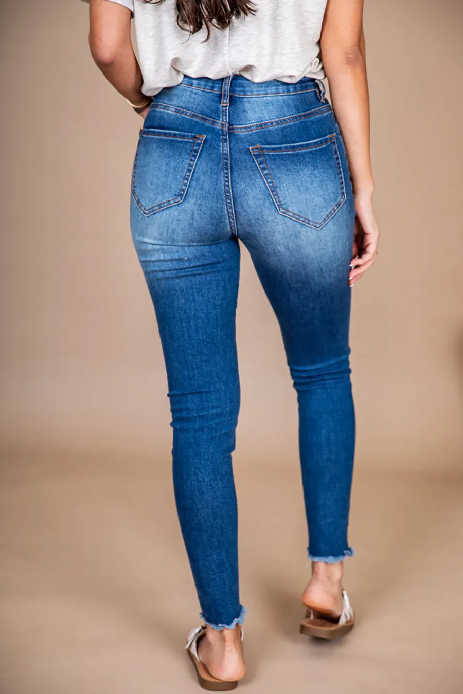 Simple Loose Medium Wash Jeans