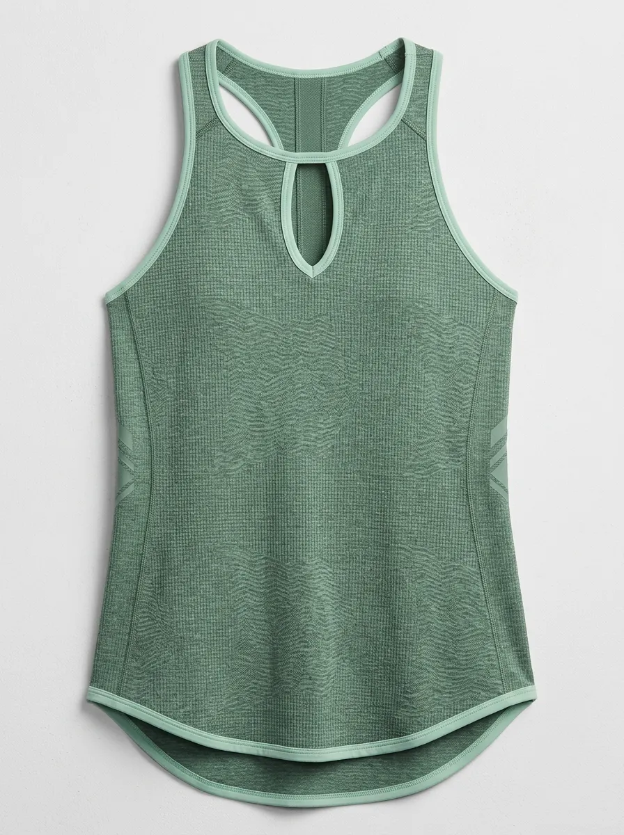 Women's Fitness Gym Wear Keyhole Back Seamless Printed Tank Top