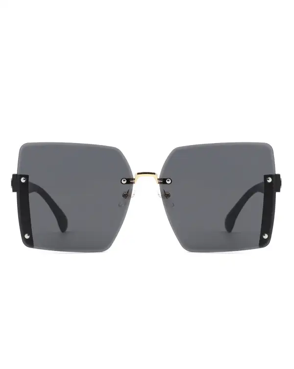 Knotted Square Rimless Frame Sunglasses