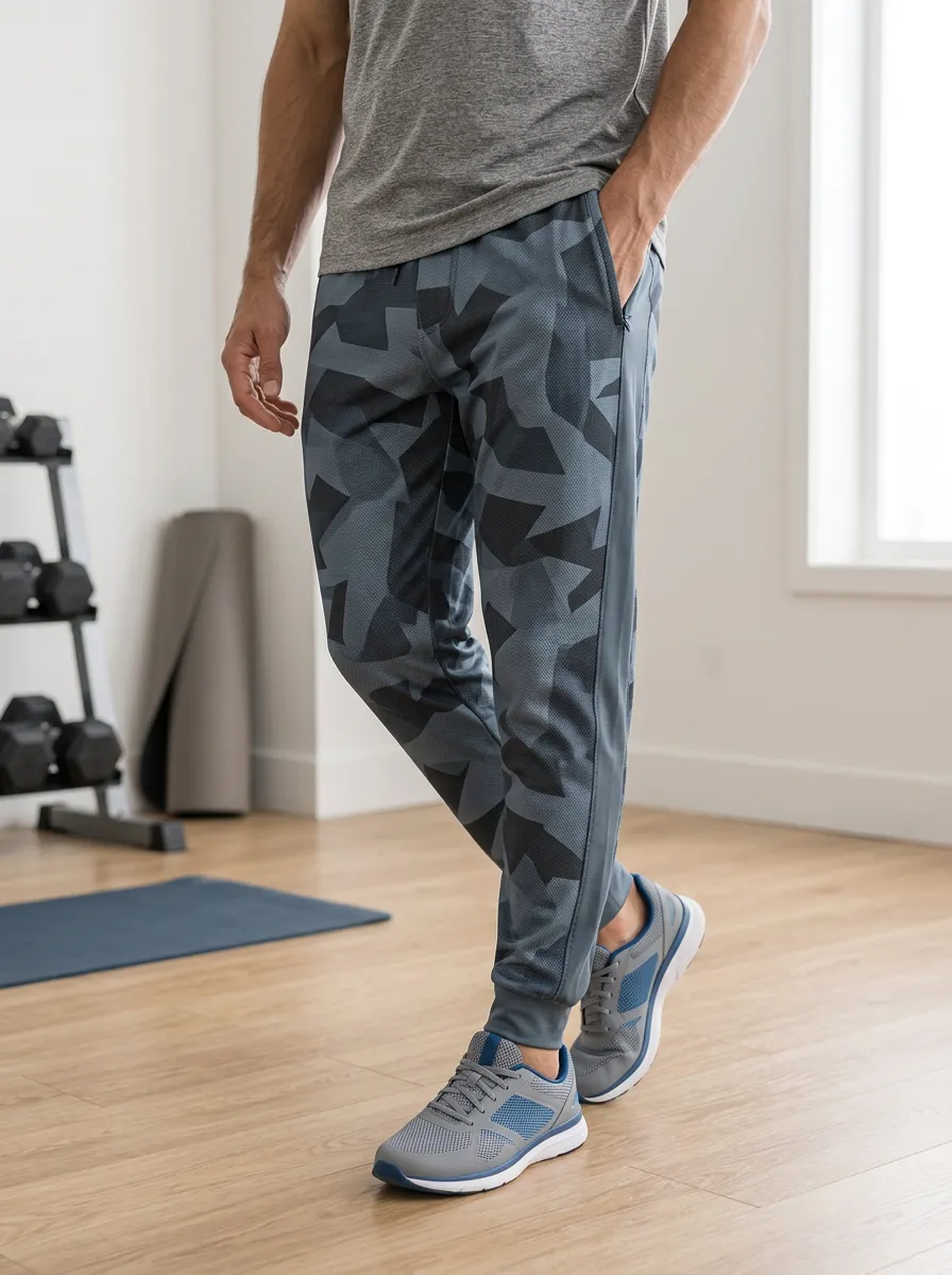 Men's Geometric Print Jogger Pants Drawstring