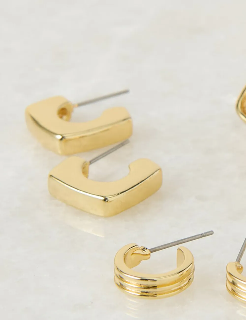 Creative Minimalist Geometric Design Gold Three-Piece Earrings