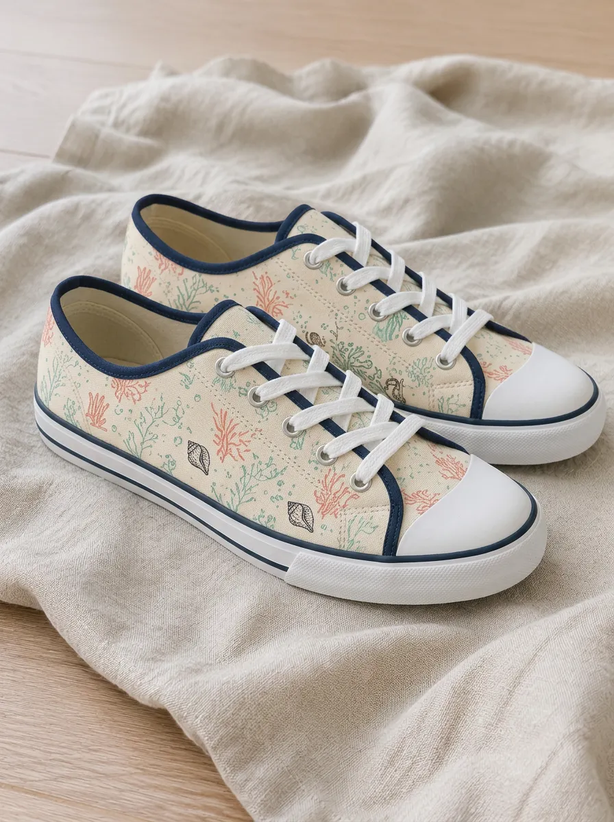 Women's Refined Ocean Lover Seashell Patterned Canvas Shoes