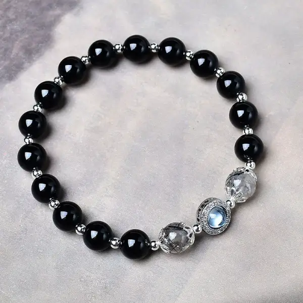 Obsidian Zircon Bracelet