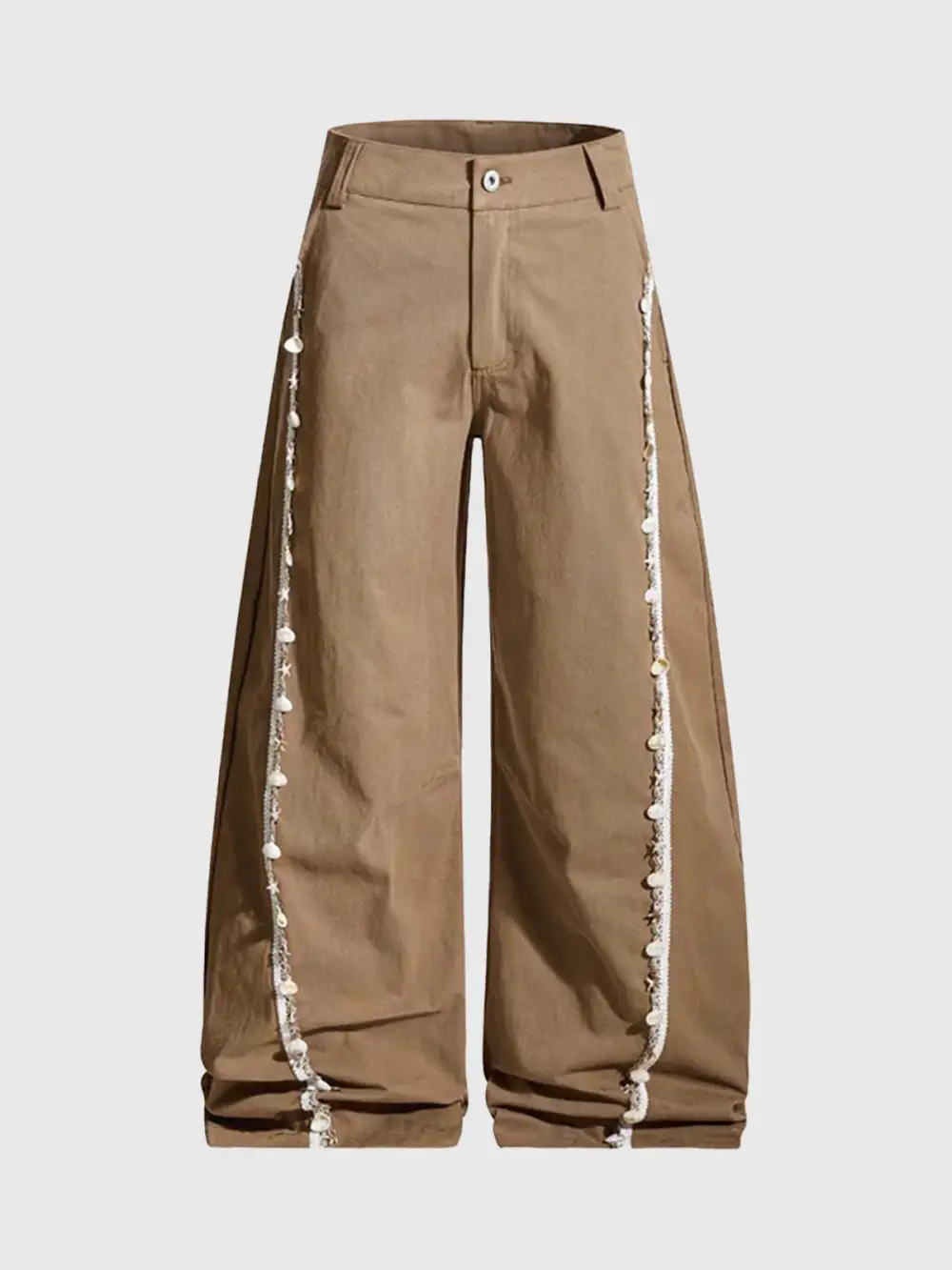 Curved-Cut Patchwork  Pants