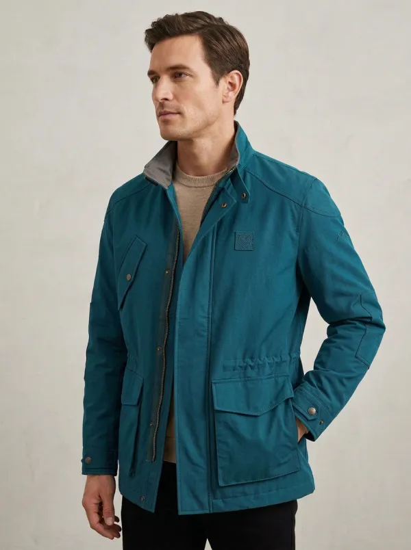 Men's Outdoor Adventure Mountain Logo Embroidered Field Jacket