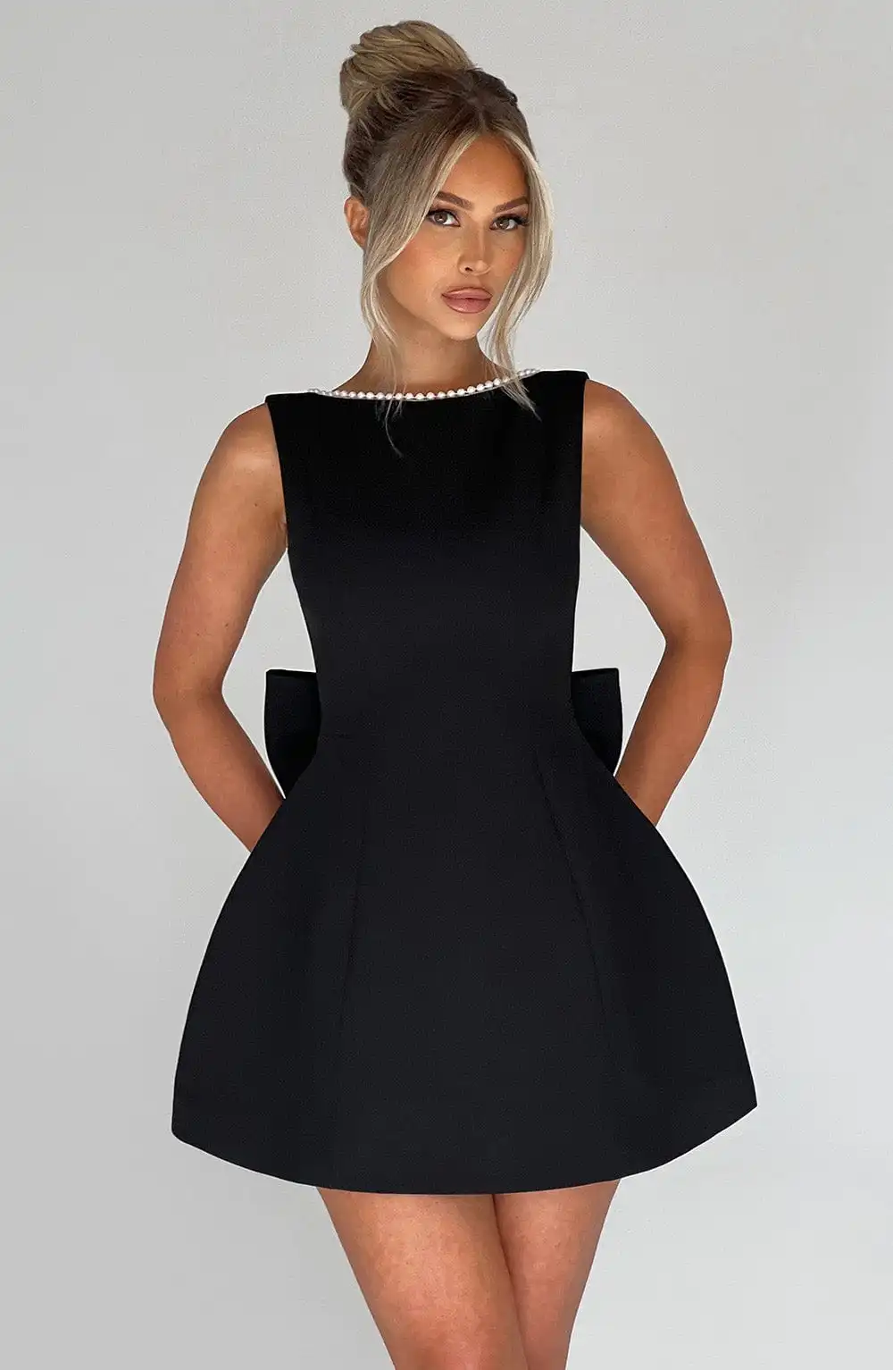 Structured Bow Back Mini Dress