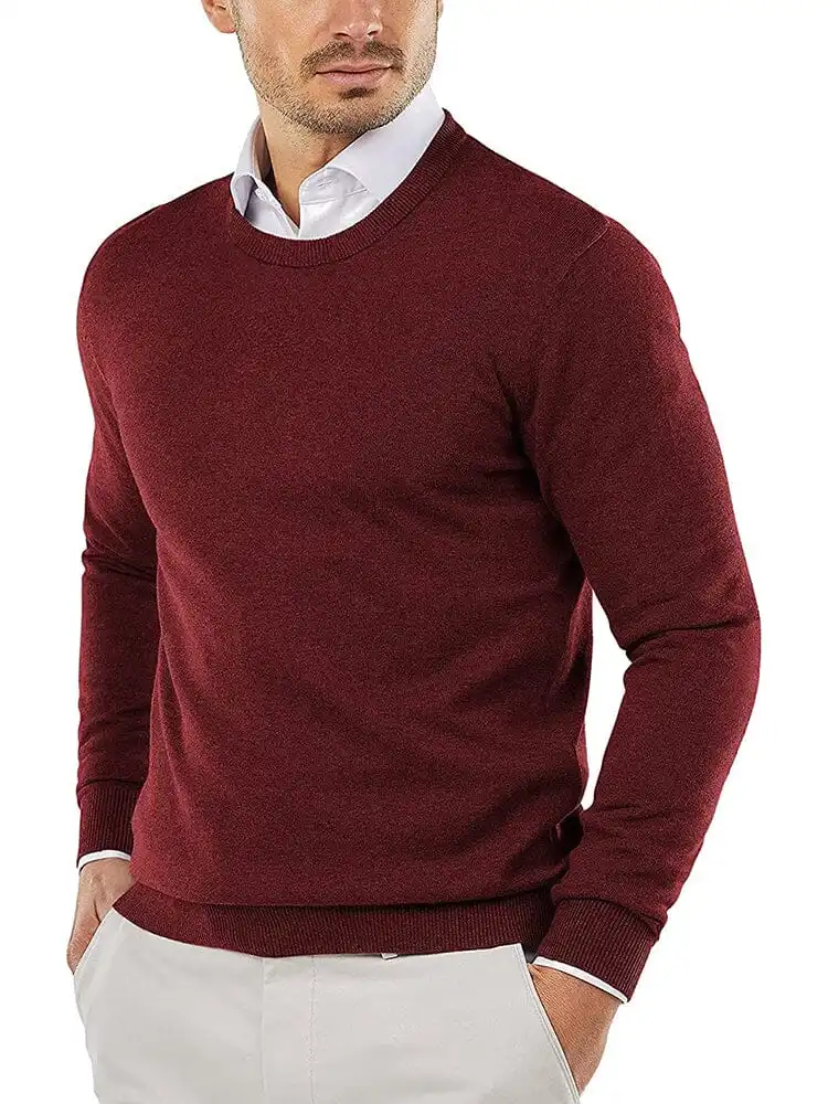 Crew Neck Slim Fit Pullover Knitted Sweater Jeans