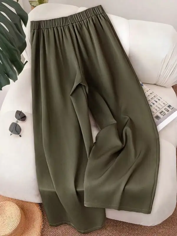 Wide Leg Button Detail Casual Versatile Pants