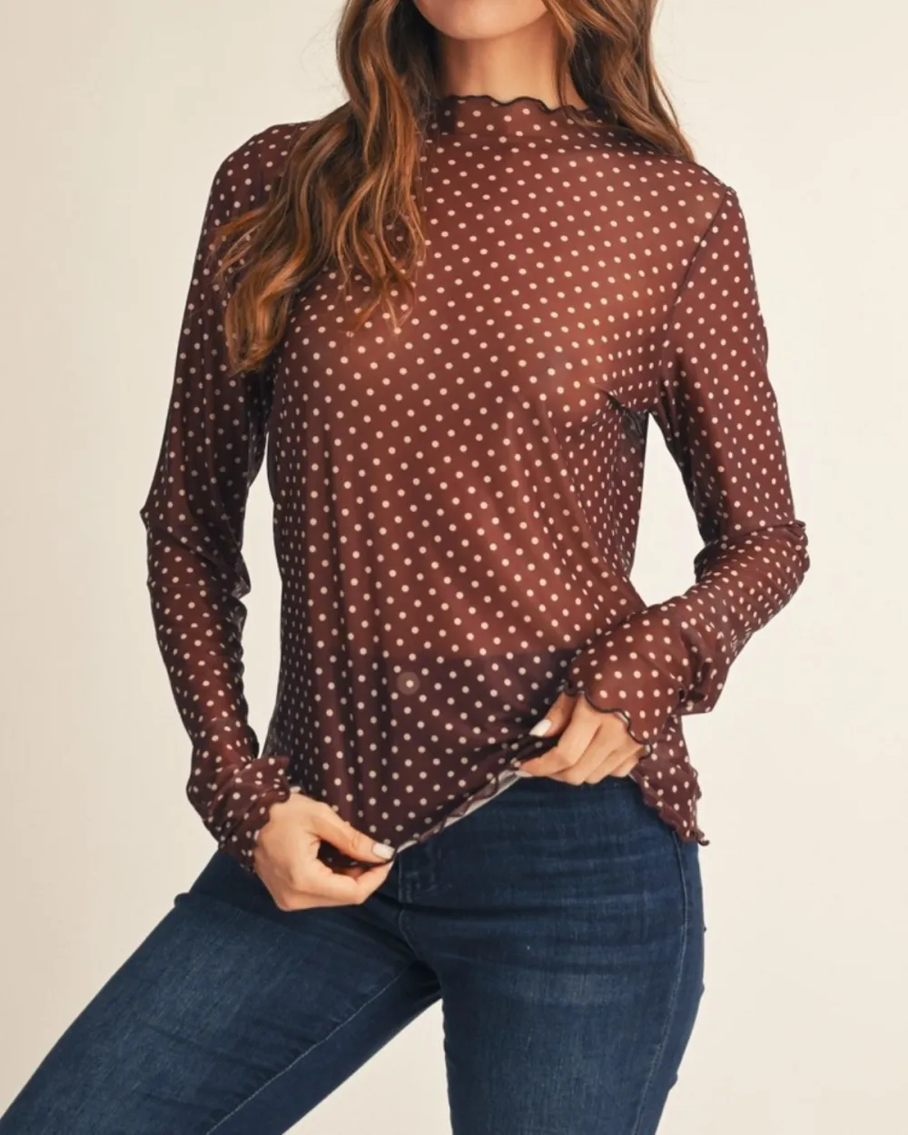 Polka Dot Mesh Top