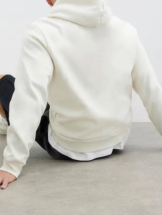 Men's Stylish Hooded White Basic Sweatshirt
