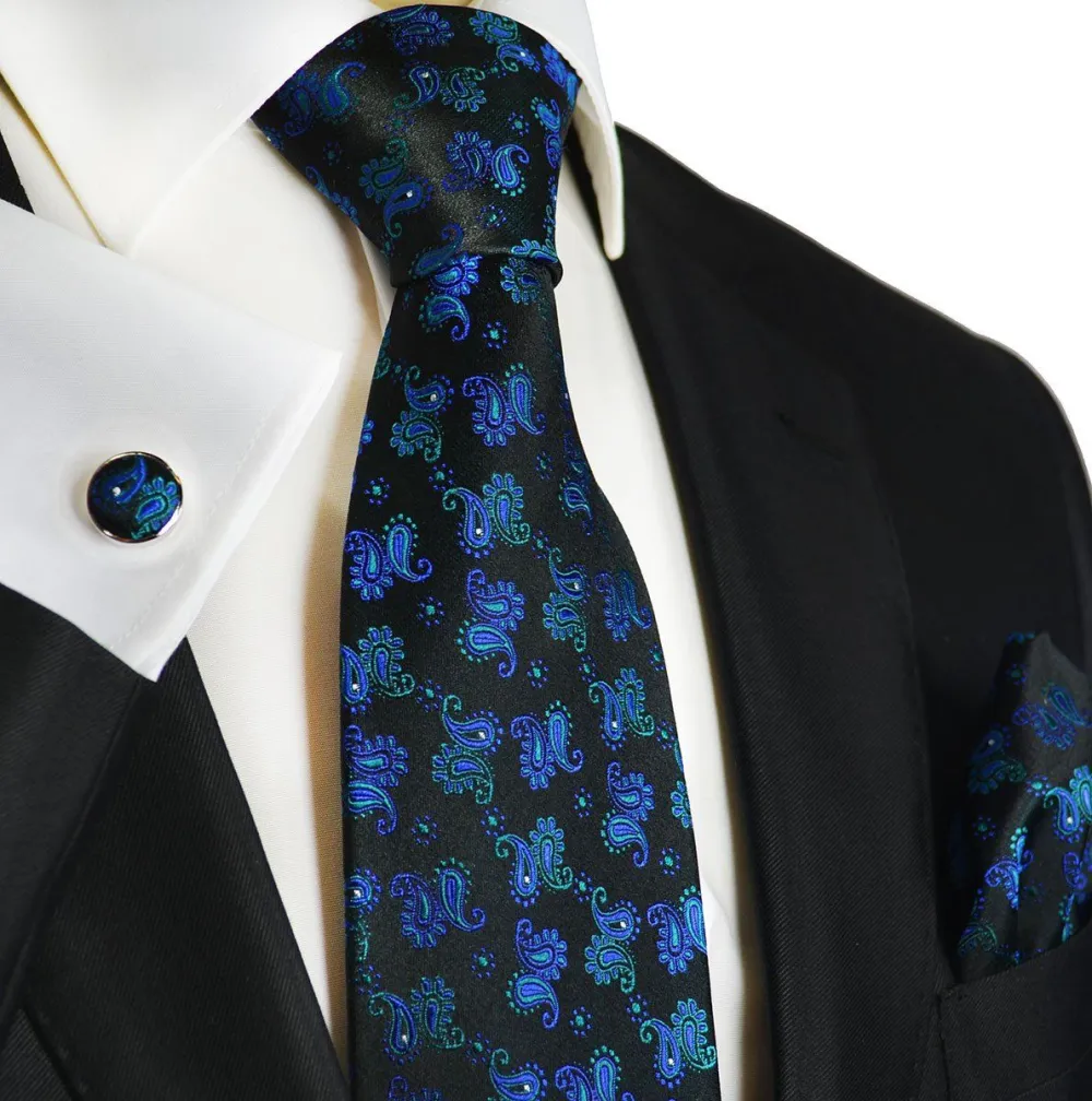 Versatile Silk Paisley Men's Necktie Accessory Set