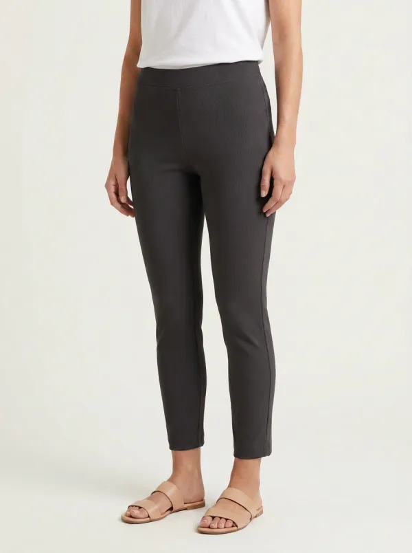 Stretch Ribbed Women's Stretch Mid-Rise Pants