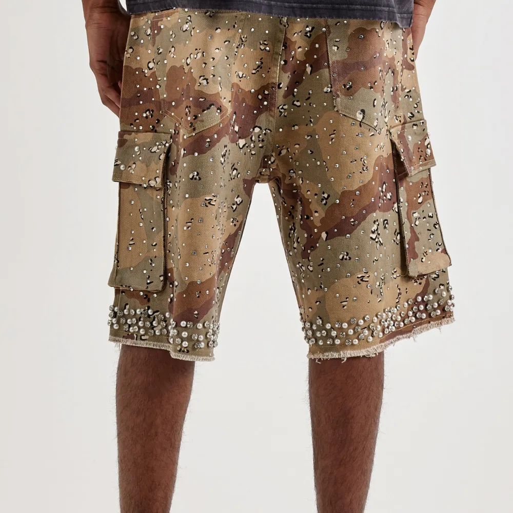 Rhinestone Pearl Cargo Shorts