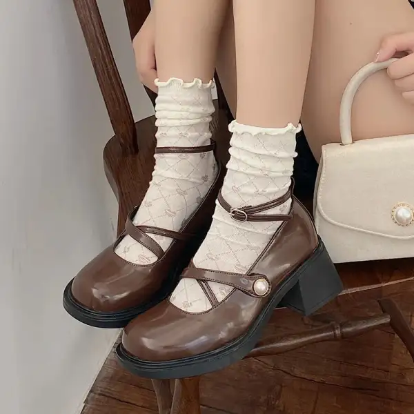 Buckle-Detail Loafer Square-Heel Flats