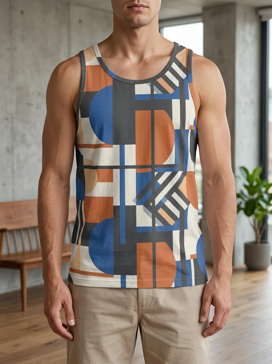 Men's Geometric Art Abstract Pattern Tank Top