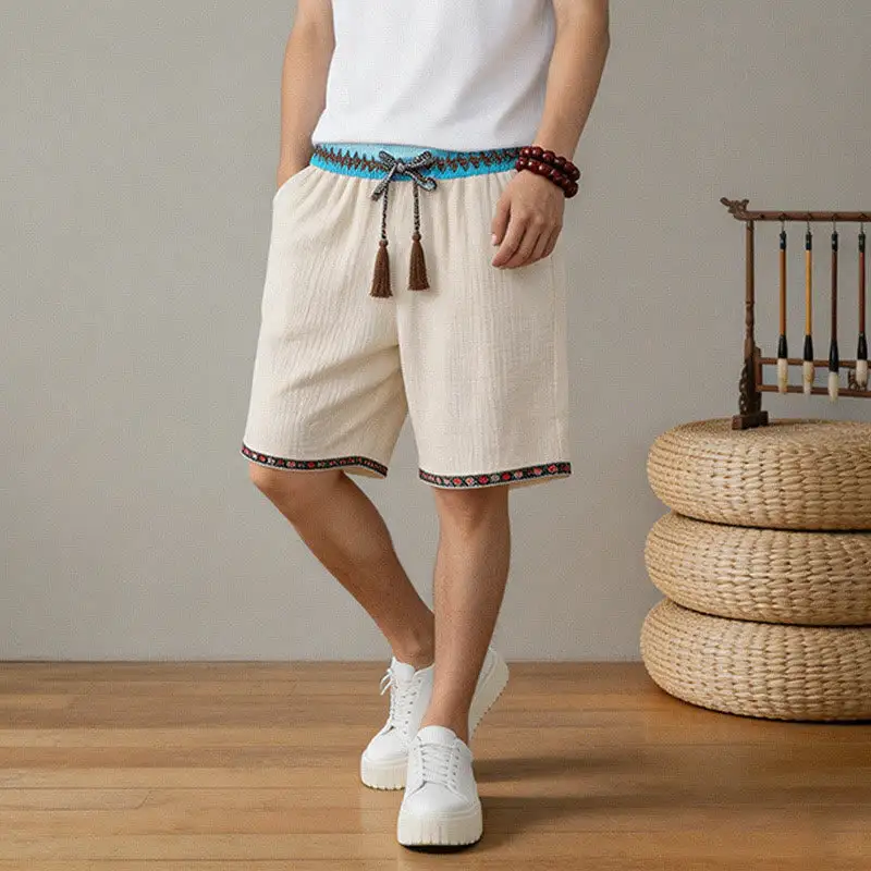 Drawstring Geometric Shorts
