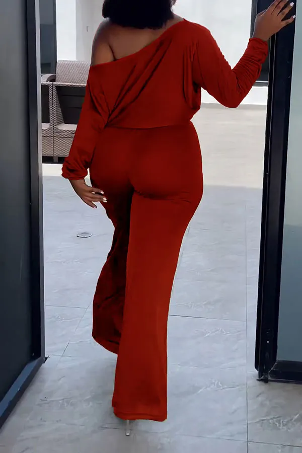 Drawstring Slash Neck Batwing Sleeve Jumpsuit