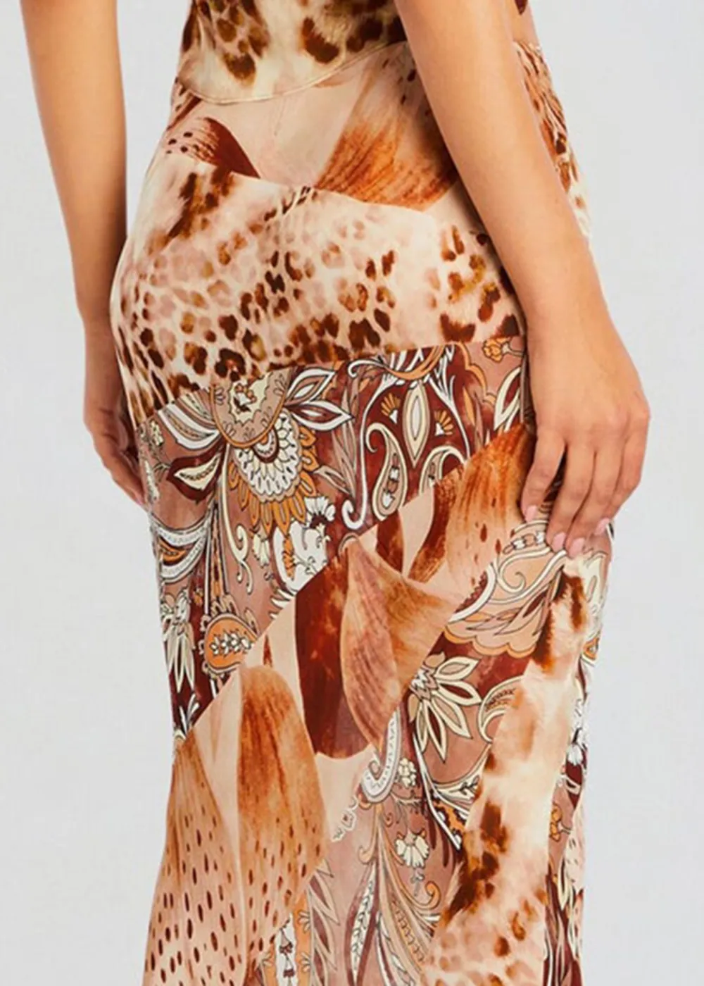 Brown Floral Maxi Skirt