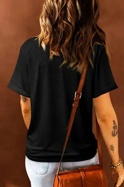 Laid-Back Round-Neck Short-Sleeve T-Shirt