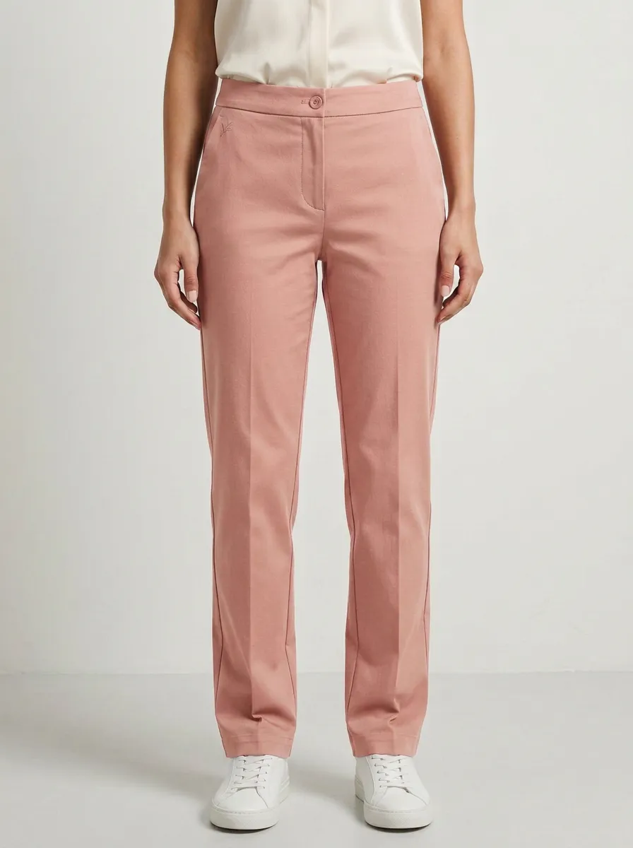 Women's Casual Olive Green Mid-Rise Straight Leg Trousers