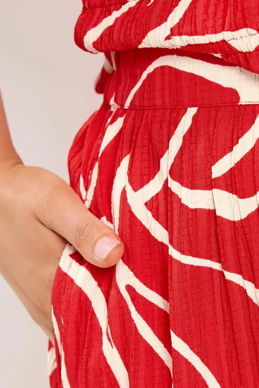Red Floral Print Skirt