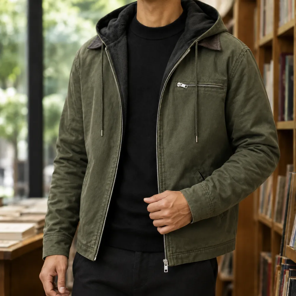 Fleece-Lined Hooded Jacket