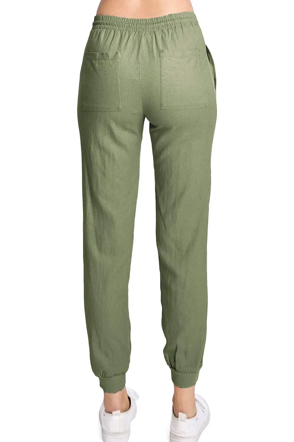 Beige Linen Drawstring Joggers