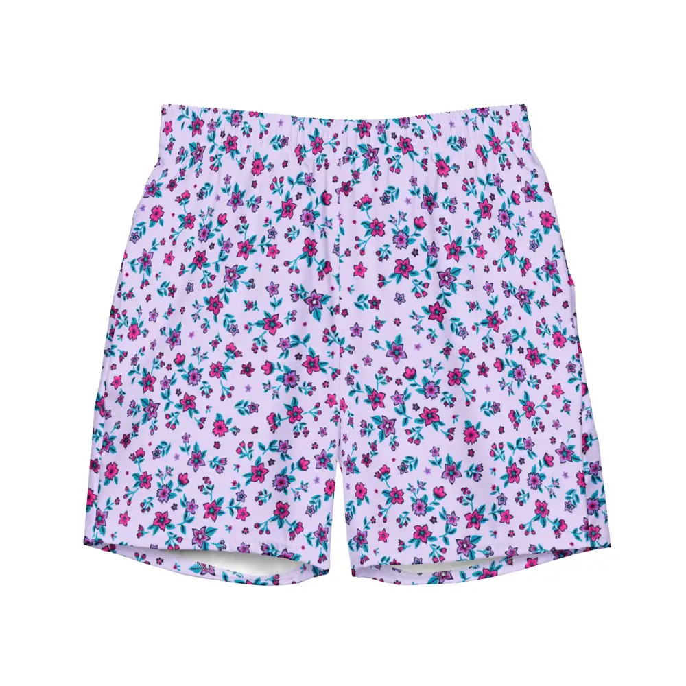 Breathable Stretch Floral Print Swim Trunks