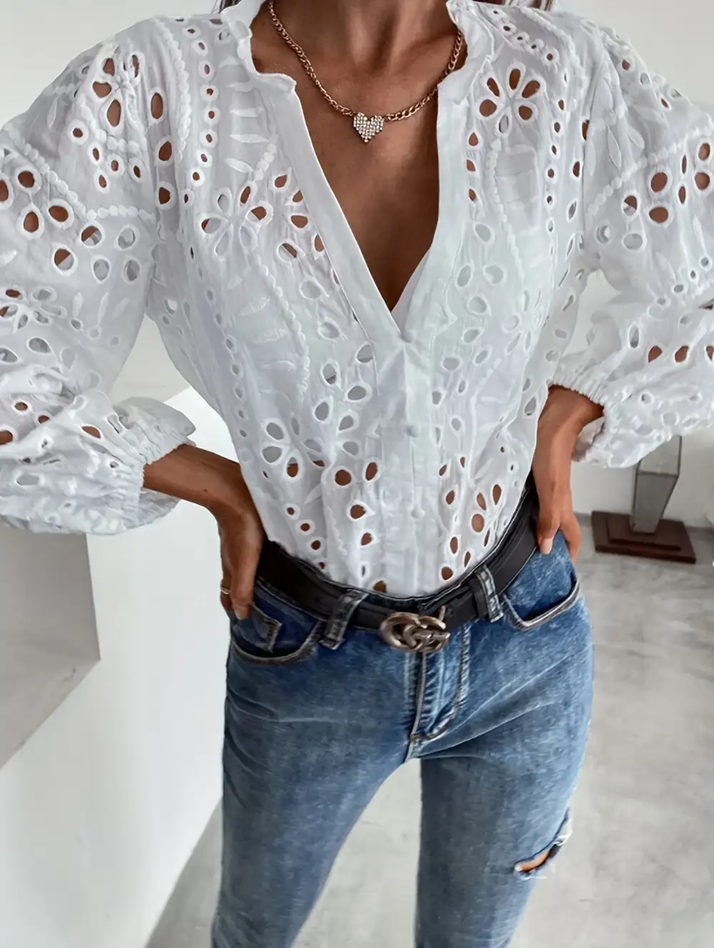 Draped Button Front Shirt