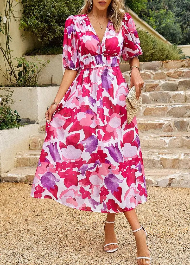 Elena Flowy Floral Midi Dress