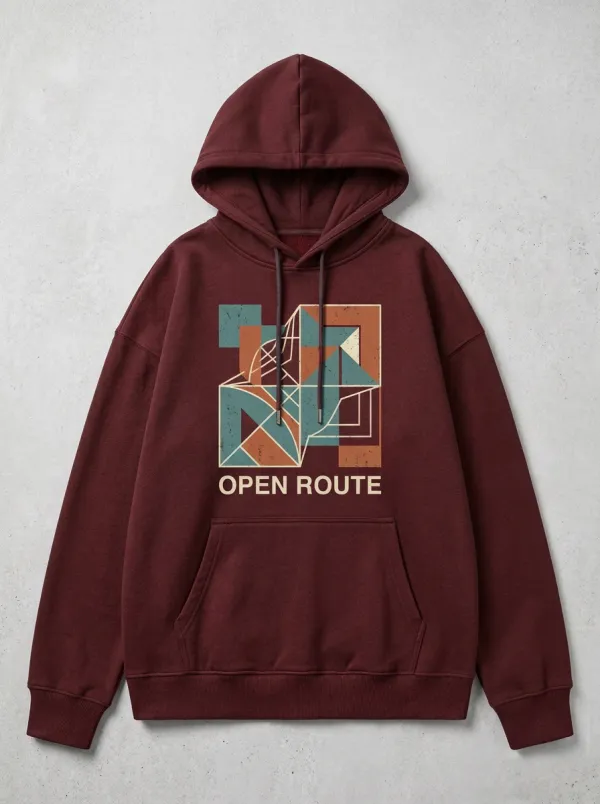Unisex Geometric Lettering Hoodie