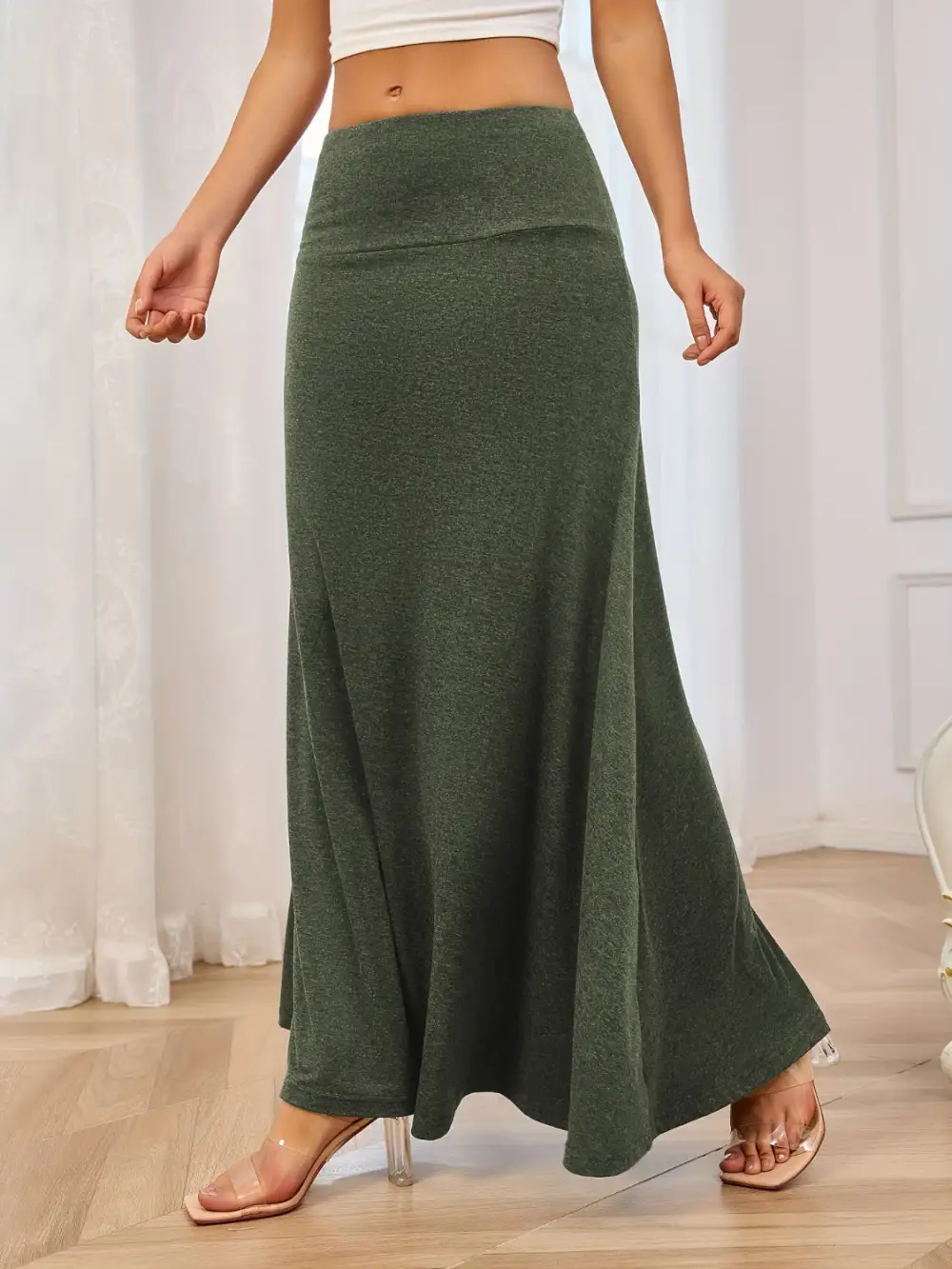 Everyday Elastic Waist Maxi Skirt