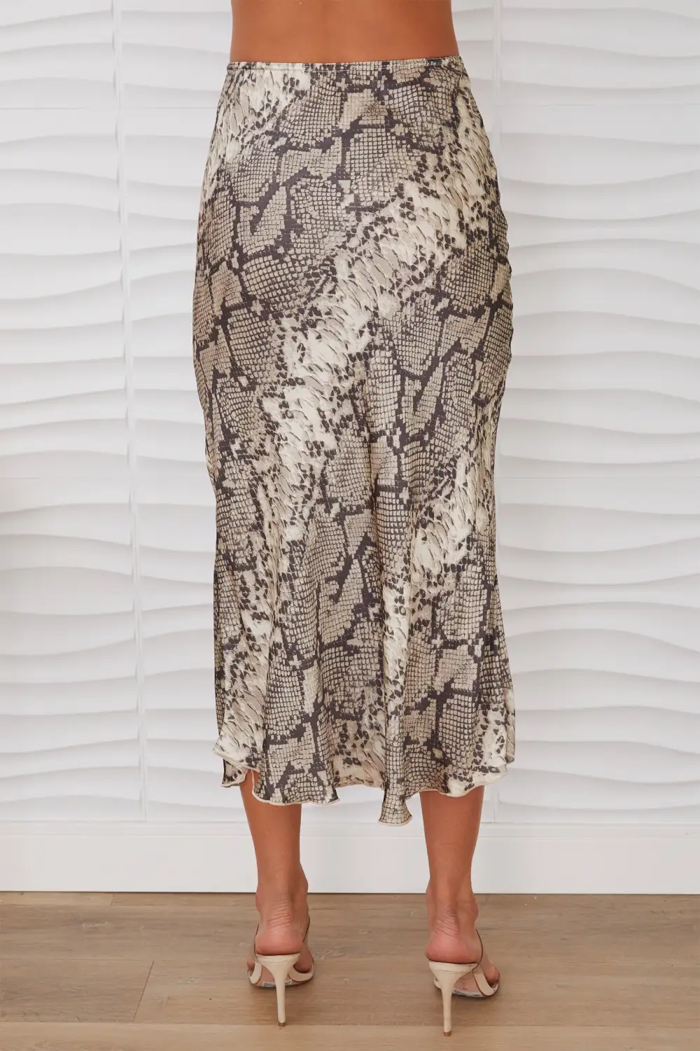 Silky Python Print Midi Skirt
