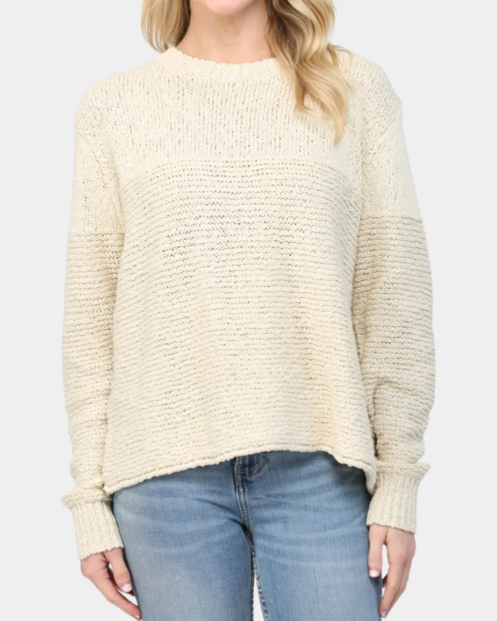 Textured Knit Sweater - Ecru