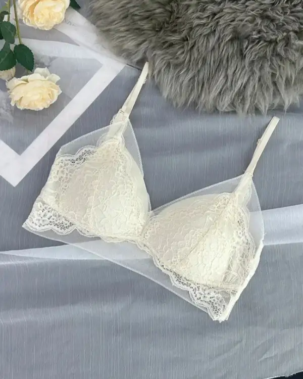 Lace Mesh Bralette with Adjustable Straps