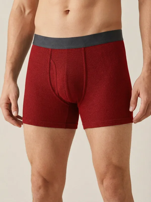 Men's Charcoal Ribbed Knit Boxer Briefs