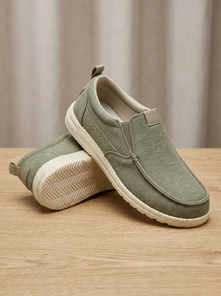 Signature Geometric Graphic Essential Men's Stretch Canvas Shoes