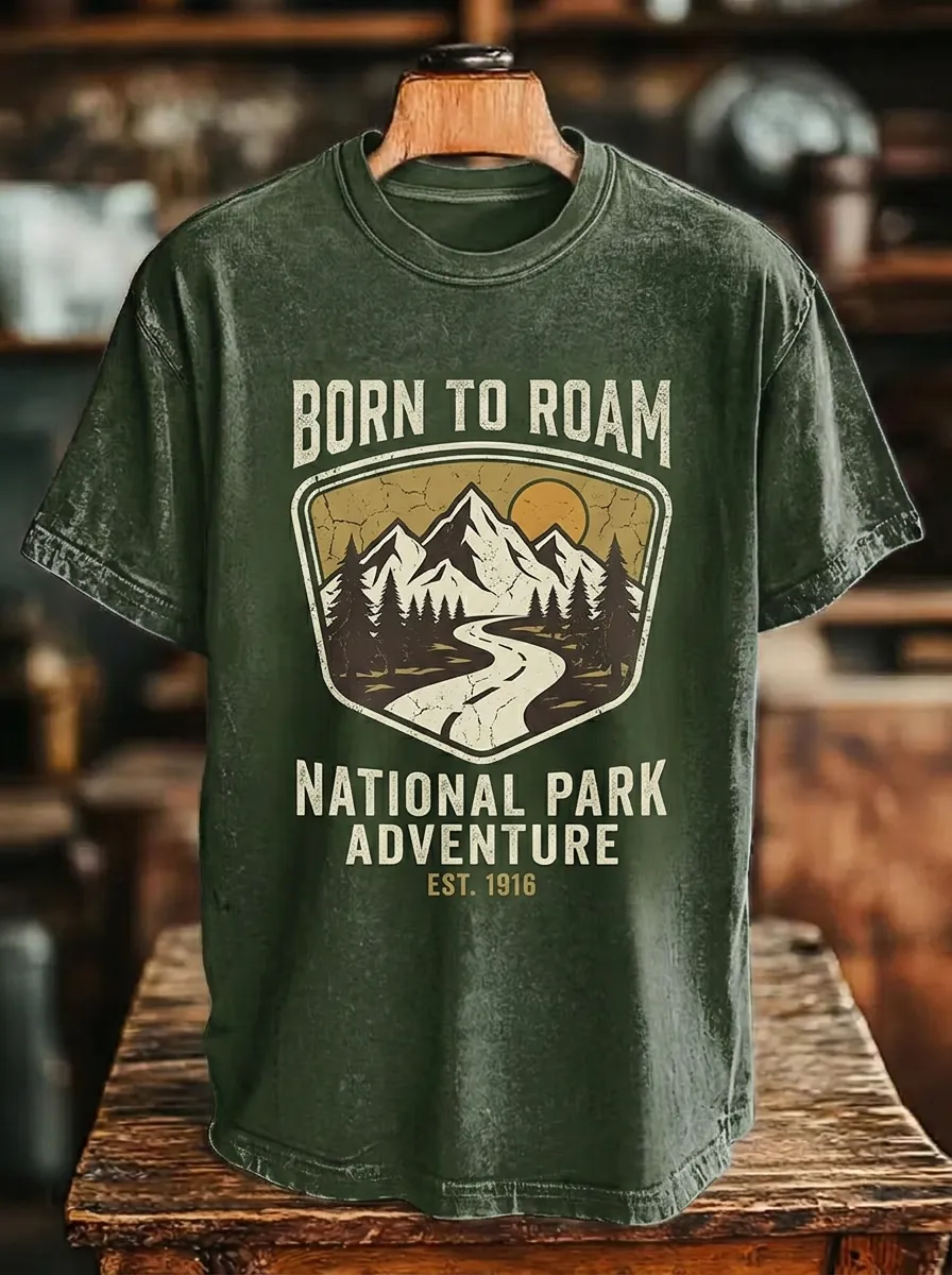 Unisex National Park Adventure Mountain Road Printed T-shirt