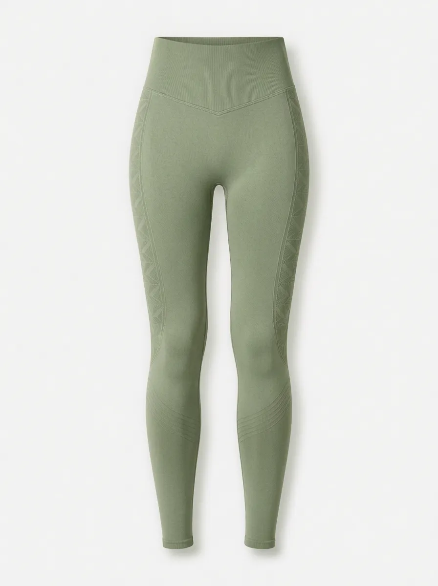 Women's Yoga Fitness Olive Green Geometric Pattern Printed Leggings