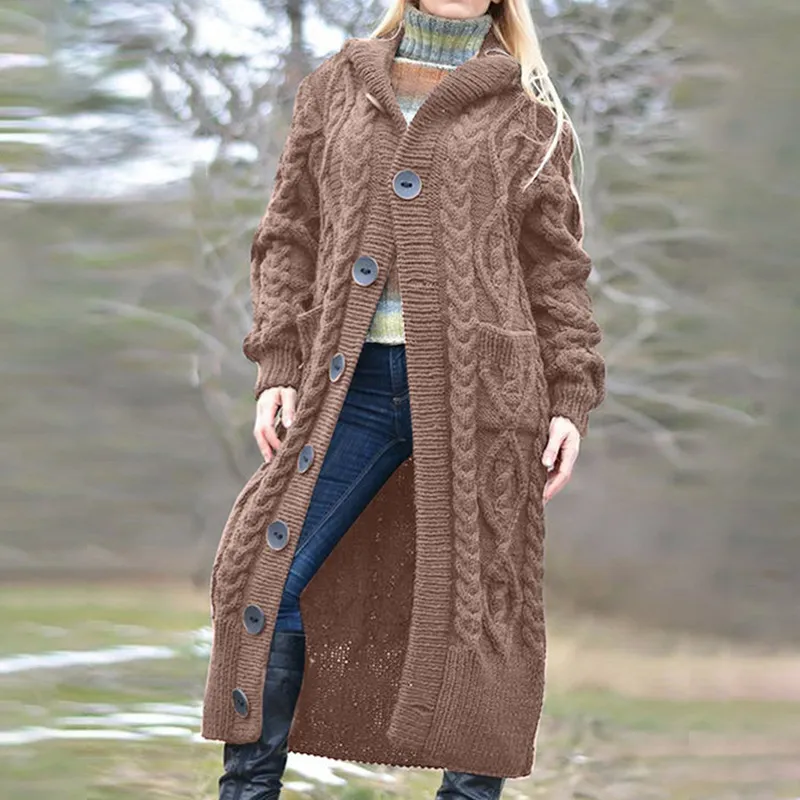 Button Down Jacquard Weave Pocket Long Sleeve Casual Sweater
