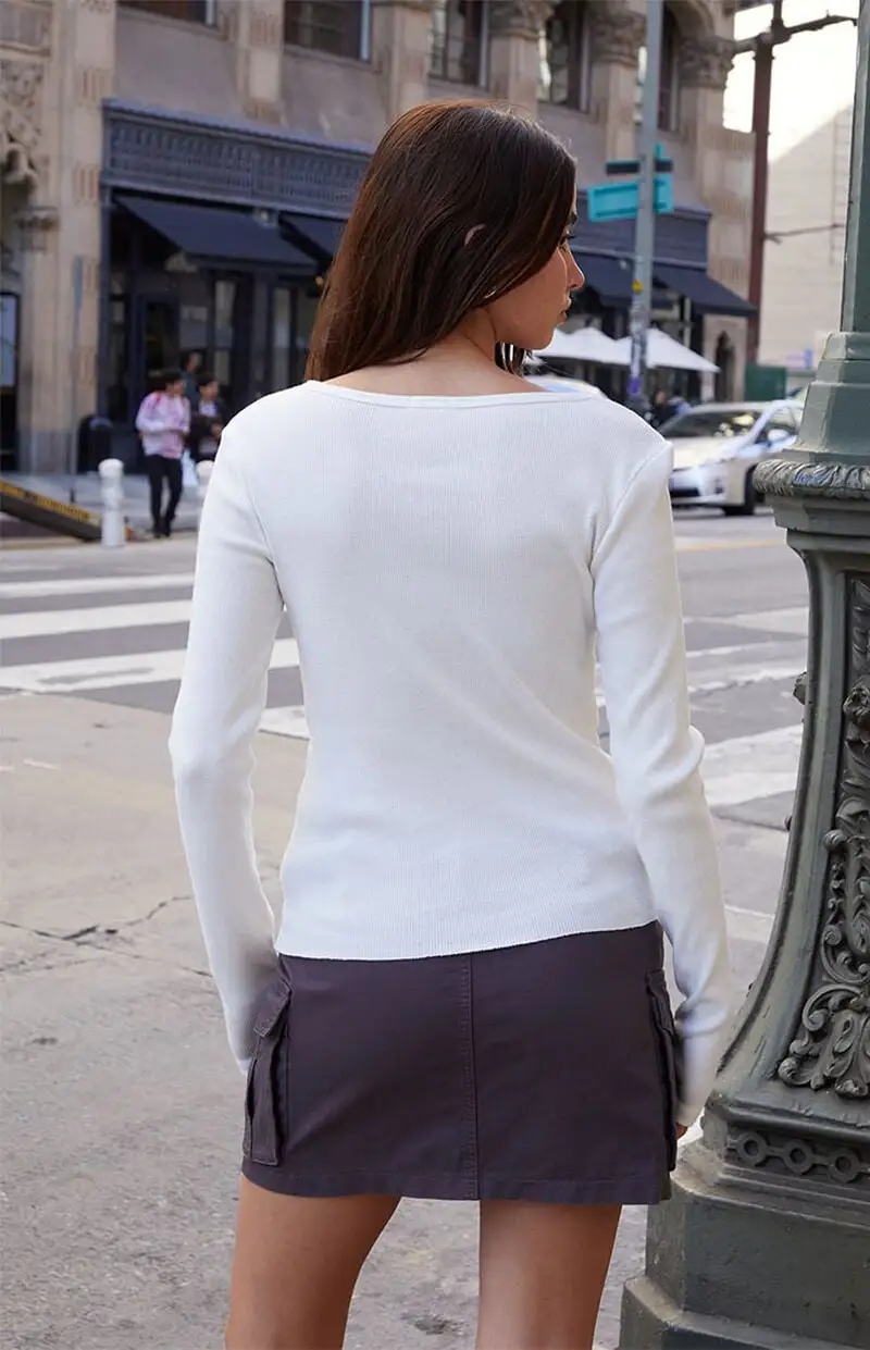 John Galt White Athern Thermal Long Sleeve Top