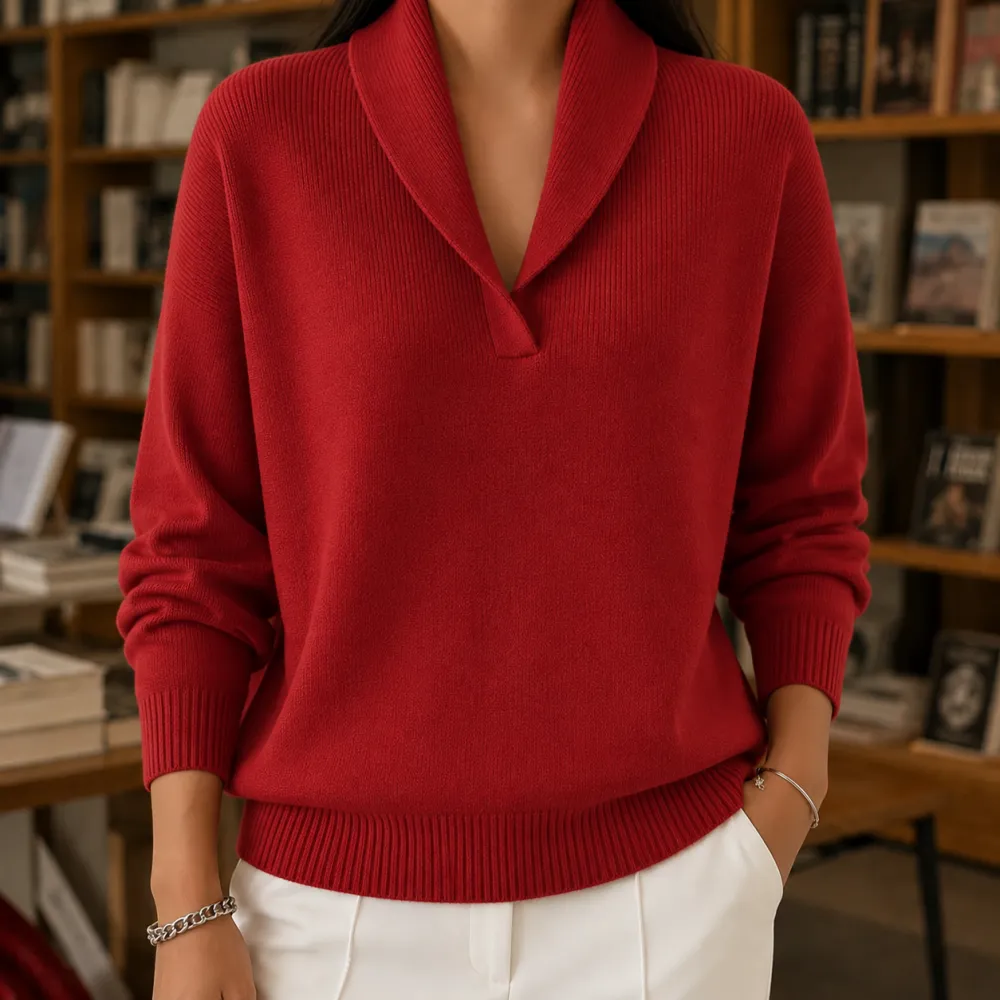 Shawl Collar Soft Knit Sweater
