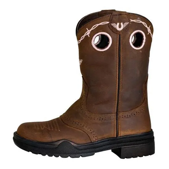 Layered Men's Denim Boots With Pull On
