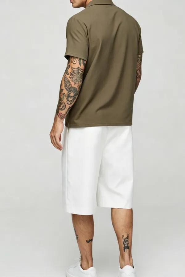 Olive Green Short Sleeve Collared Shirt