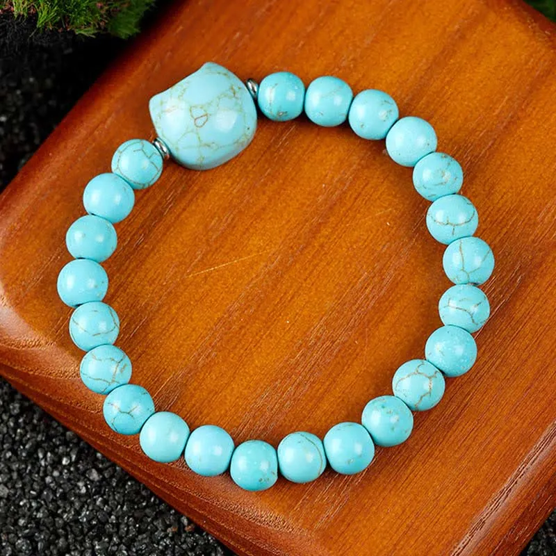 Cute Cat Design Lace Agate Clear Quartz Bracelet