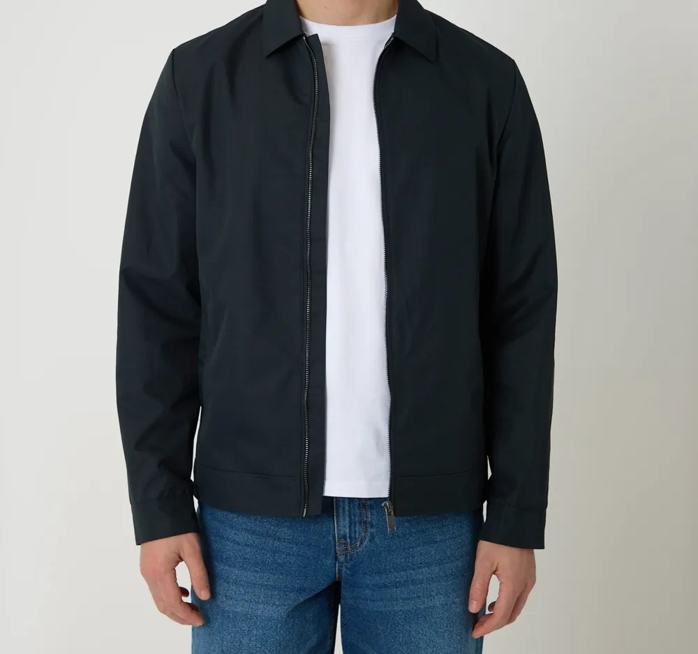 Men's Navy Water-Resistant Lightweight Zip Jacket
