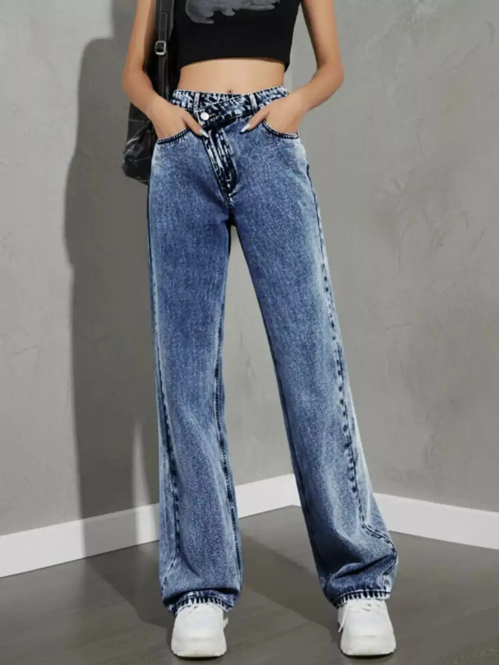 Front-Closure High-Waist High-Rise Denim Jeans