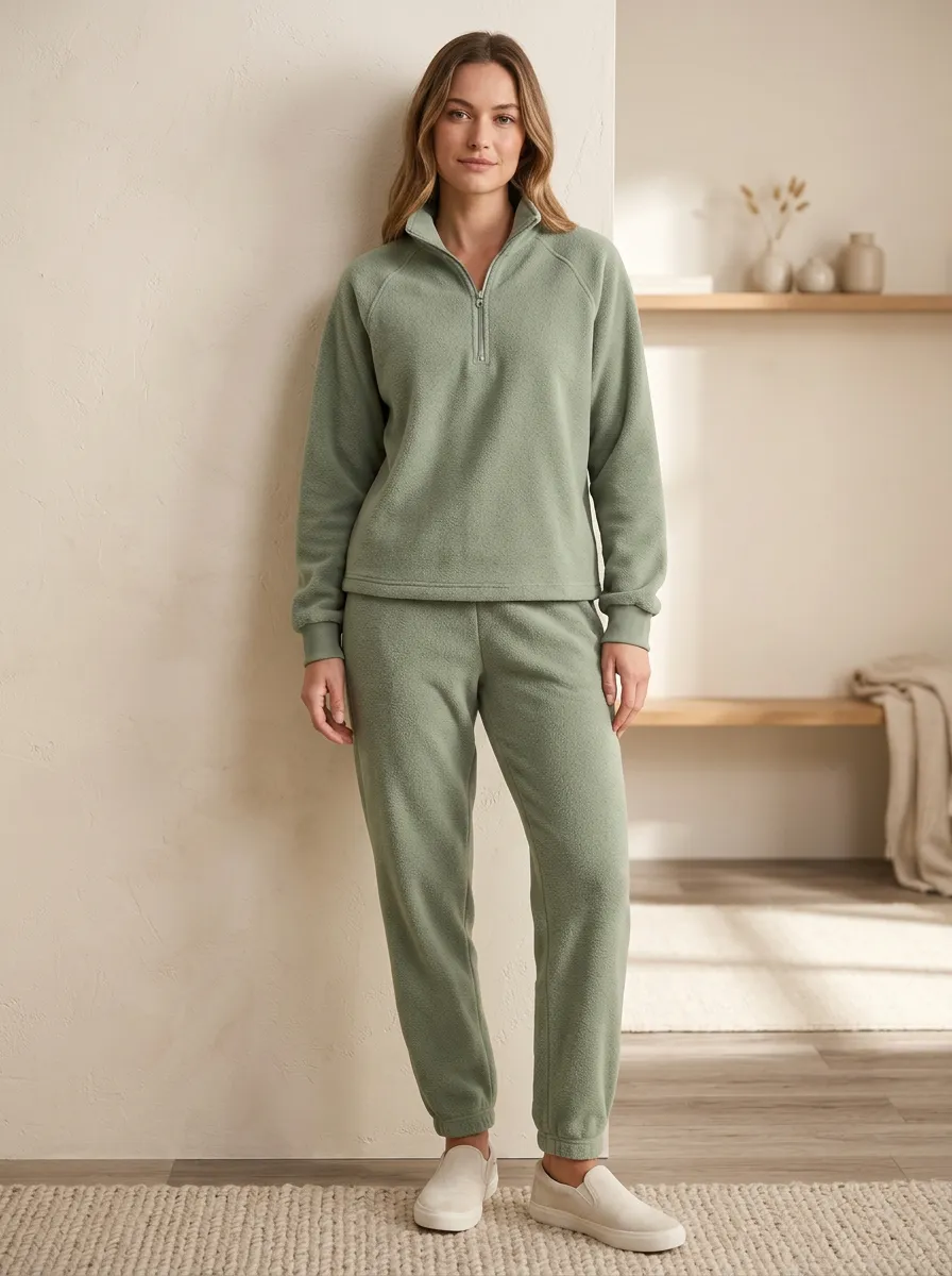 Everyday Quarter Zip Fleece Silhouette Women's Fleece Lounge Set