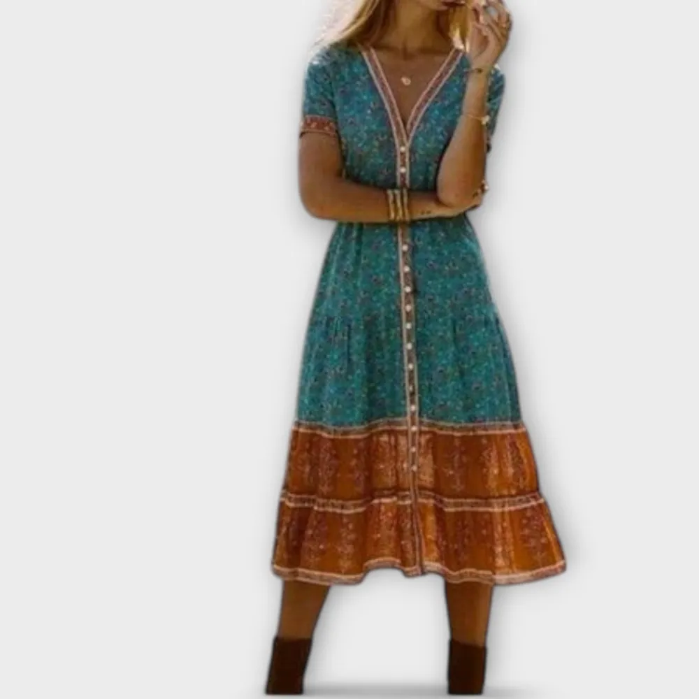 Floral Lace Boho Midi Dress